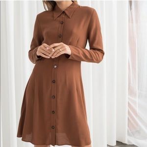 & Other Stories Brown Collared Button up Dress